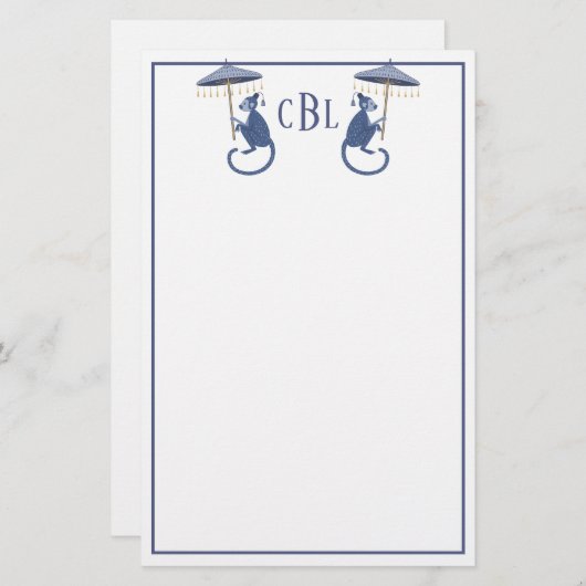 チノイスリーのサルモノグラムの文房具 便箋 (正面/裏面)