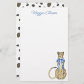 チノイスリーの水色の弓チーテ文房具 便箋 (正面/裏面)