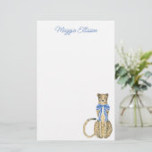 チノイスリーの水色の弓チーテ文房具 便箋 (スタンド正面)