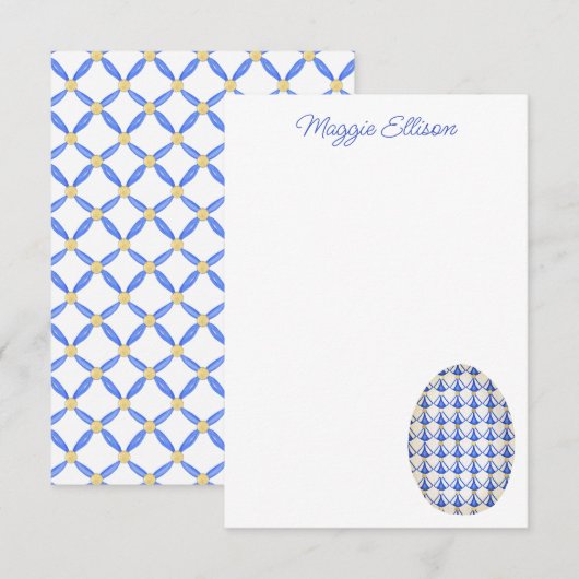 チノイスリーウォーターカラーシックな卵 サンキューカード (正面/裏面)