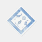 チノイスリーウォーターカラートピアリーブルーヘロン スタンダードカクテルナプキン (角)