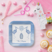 チノイスリーウォーターカラートピアリーブルーヘロン ペーパープレート (パーティー)