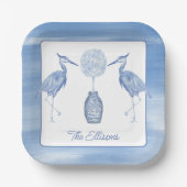 チノイスリーウォーターカラートピアリーブルーヘロン ペーパープレート (正面)