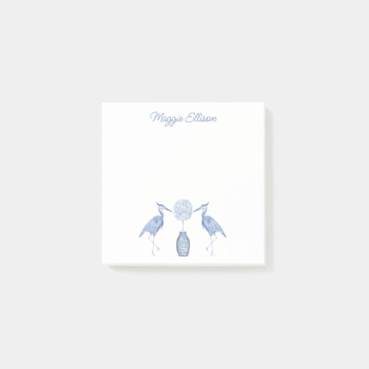 チノイスリーウォーターカラートピアリーブルーヘロン ポストイット (正面)