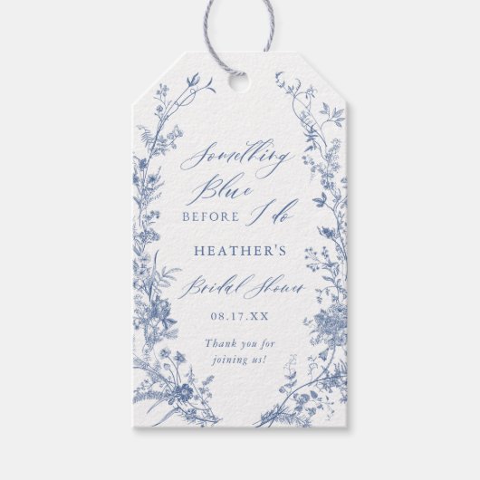 チノイスリーオープンスブルーブライダルシャワー ギフトタグ (正面)