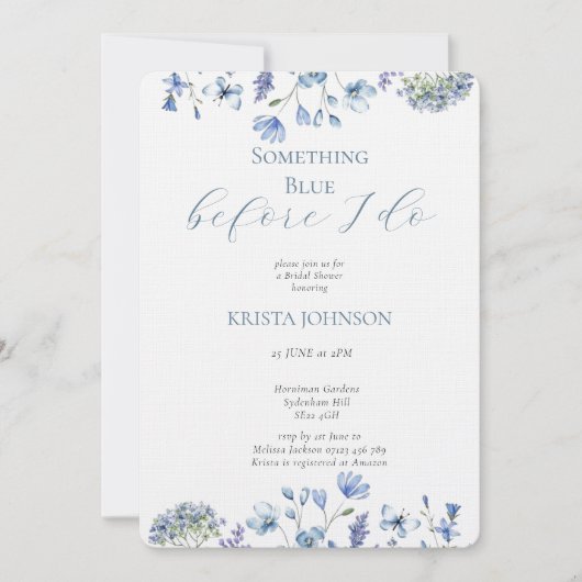 チノイスリーオープンスブルーブライダルシャワー 招待状 (正面)