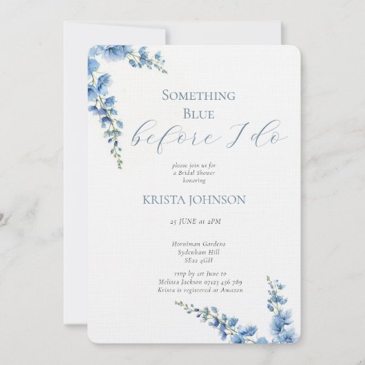 チノイスリーオープンスブルーブライダルシャワー 招待状 (正面)