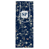 チノイスリーカメリアガーデンネイビーブルー ワインギフトバッグ (正面)