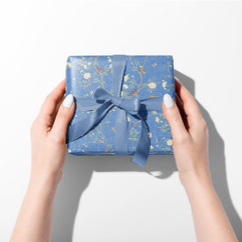 チノイスリーカメリアガーデンブリーズブルー ラッピングペーパーシート