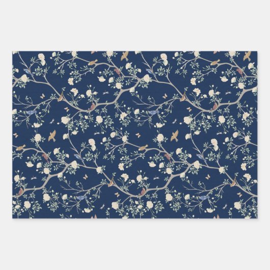 チノイスリーカメリアガーデン&ギリシャ鍵 ラッピングペーパーシート (正面3)