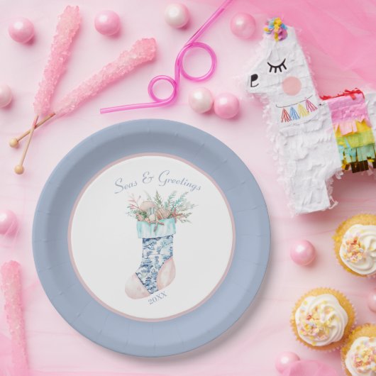 チノイスリーコースタル祖母ストッキング紙プレート ペーパープレート (パーティー)