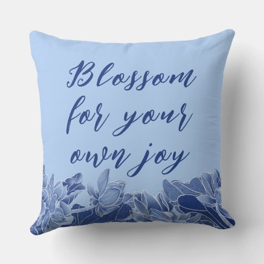 チノイスリーシックブルーフローラロータス前向き引用文 クッション (裏面)
