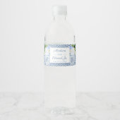 チノイスリーシックブルー&ホワイトウェディングシャワーパーティー ペットボトルラベル (正面)