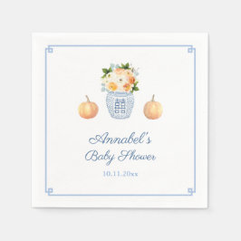 チノイスリーシック秋オレンジとネイビーベイビーシャワー スタンダードカクテルナプキン