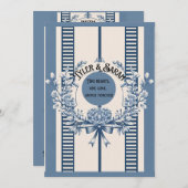 チノイスリーシック結婚式招待状 | 青フローラ 招待状 (正面/裏面)