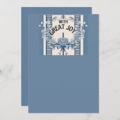 チノイスリーシック結婚式招待状 | 青フローラ 招待状 (正面/裏面)