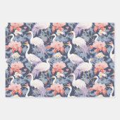 チノイスリージェードピンク&ネイビーフローラエグレット ラッピングペーパーシート (正面2)