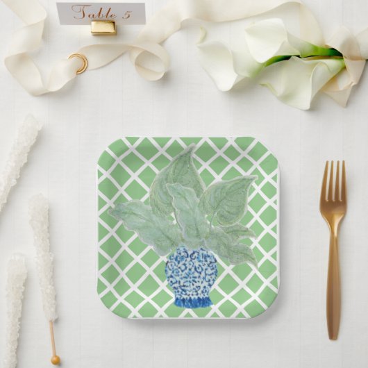 チノイスリージンジャージャーストロピカル葉 ペーパープレート (ウェディング)