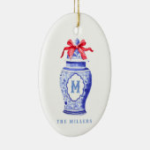 チノイスリージンジャージャーブモノグラム |レッドボウ セラミックオーナメント (右)