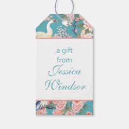 チノイスリーティール（緑がかった色）フローラエグレット ギフトタグ