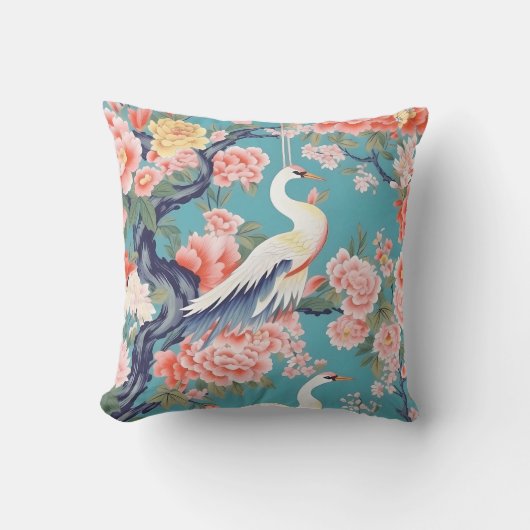 チノイスリーティール(緑がかった色)フローラエグレット クッション (正面)