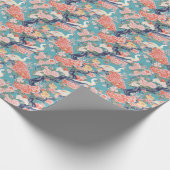 チノイスリーティール(緑がかった色)フローラエグレット ラッピングペーパー (角)