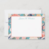 チノイスリーティール（緑がかった色）フローラエグレパーソナライズされたット サンキューカード (正面)