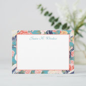 チノイスリーティール（緑がかった色）フローラエグレパーソナライズされたット サンキューカード (スタンド正面)