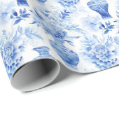 チノイスリートイレブルー&ホワイトフローラヴァース ラッピングペーパー (ロールコーナー)