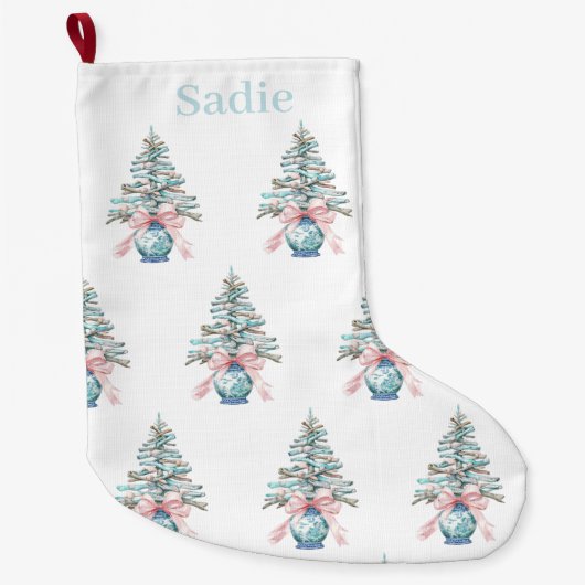 チノイスリードリフトウッドクリスマスツリーポット ラージクリスマスストッキング (正面)