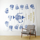チノイスリーネイビーティーレースブライダルシャワー背景 タペストリー (インサイチュ(横))