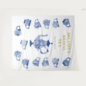 チノイスリーネイビーティーレースブライダルシャワー背景 タペストリー (正面(横))