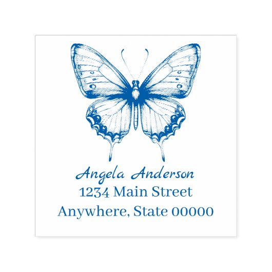 チノイスリーバタフライ差出人住所 セルフインキングスタンプ (デザイン)