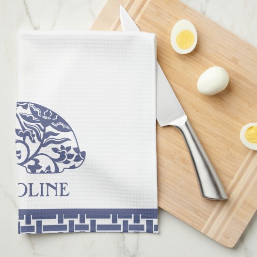 チノイスリーバニーラバパーソナライズされたス キッチンタオル (四つ折り)