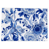 チノイスリーバードフローラブルーホワイトブライダルシャワー ラージペーパーバッグ (裏面)