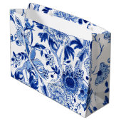 チノイスリーバードフローラブルーホワイトブライダルシャワー ラージペーパーバッグ (裏面アングル)