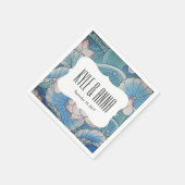 チノイスリーパステルオリエンタルピンク&ブルーフローラ スタンダードカクテルナプキン (角)