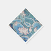 チノイスリーパステルオリエンタルピンク&ブルーフローラ スタンダードカクテルナプキン (角)