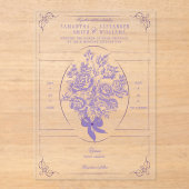 チノイスリーパープルバラビクトリアンブーケ結婚ーズ アクリル招待状 (正面)