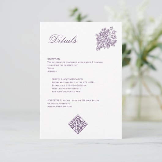 チノイスリーパープルバラビクトリアンブーケ結婚ーズ エンクロージャーカード (スタンド正面)