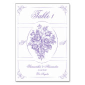 チノイスリーパープルバラビクトリアンブーケ結婚ーズ テーブルナンバー (正面)