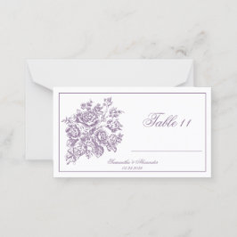 チノイスリーパープルバラビクトリアンブーケ結婚ーズ プレイスカード
