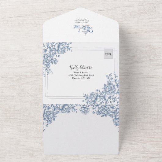 チノイスリービクトリアンティーパーティー結婚式招待状 オールインワン招待状 (外側)