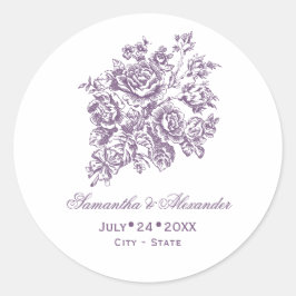 チノイスリービクトリアンパープルバラブーケ結婚ーズ ラウンドシール