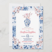 チノイスリーピンクさくらんぼブロッサムブライダルシャワー 招待状 (正面)