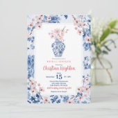 チノイスリーピンクさくらんぼブロッサムブライダルシャワー 招待状 (スタンド正面)