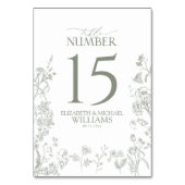 チノイスリーフランスのグリーンビクトリアン披露宴 テーブルナンバー (裏面)