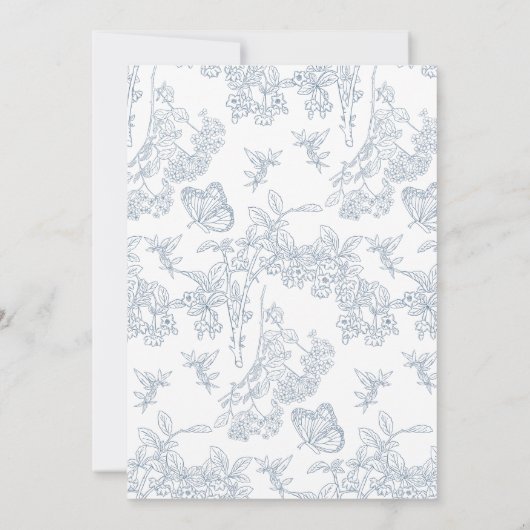 チノイスリーフランスのフローラブルーブライダルシャワー 招待状 (裏面)