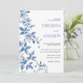 チノイスリーフランスのブルービクトリアンヴィンテージ結婚ズ 招待状 (スタンド正面)