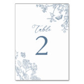 チノイスリーフランスのブルーブライダルシャワーフラット テーブルナンバー (正面)